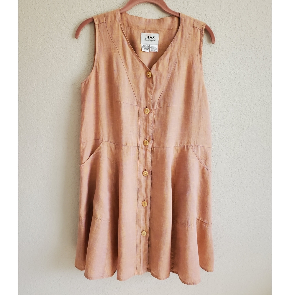 Flax by Jeanne Engelhart linen button summer dress